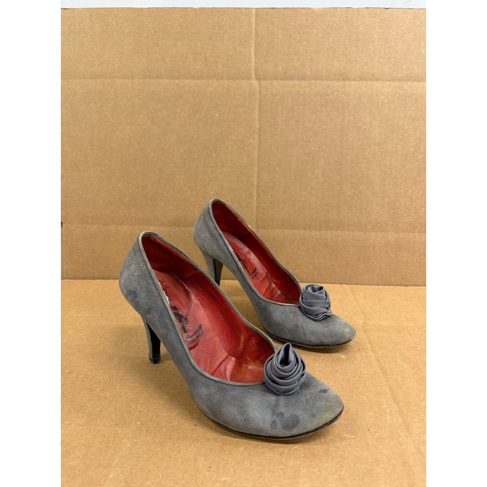 Vintage Yves Saint Laurent YSL Paris Suede Slip On Pumps Grey Women Size 37.5 EU